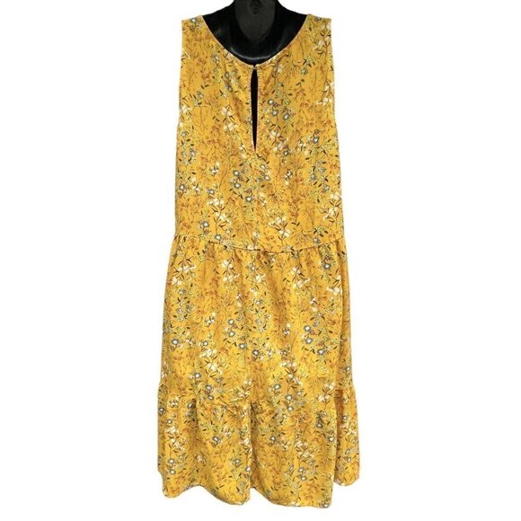 Old Navy Floral Sleeveless Golden Rod Tiered Ruffle Knee Length Dress Women’s 12 - Picture 4 of 10